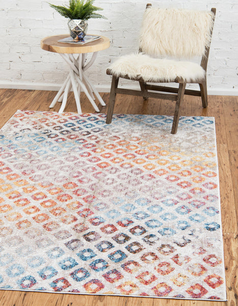 Devan - Rainbow Square Pattern Rug – Warmly
