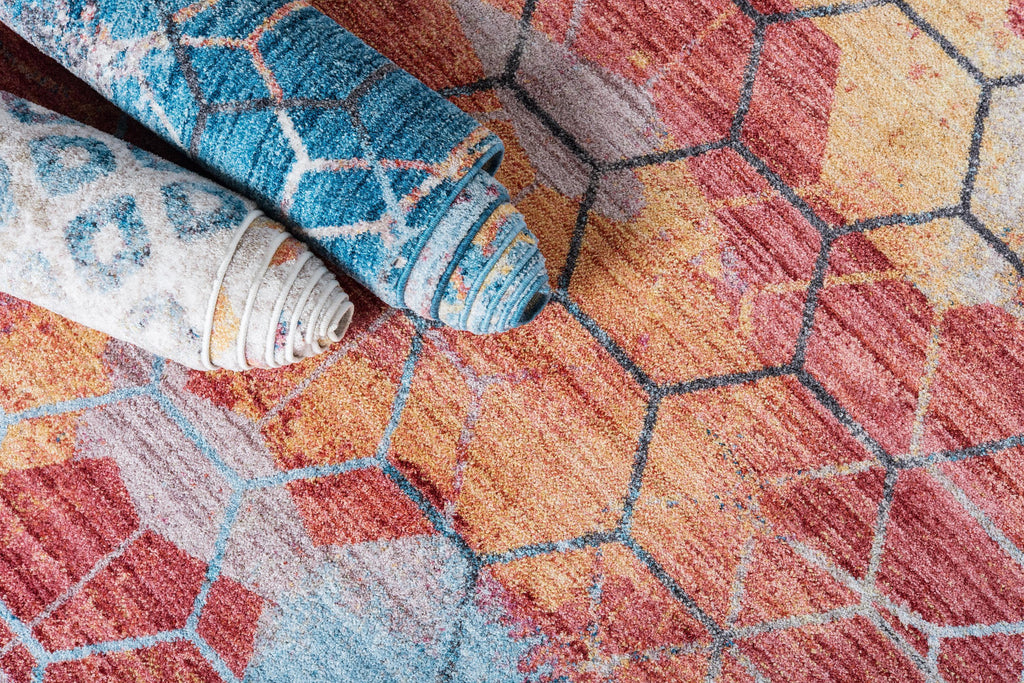 Devan - Rainbow Square Pattern Rug – Warmly