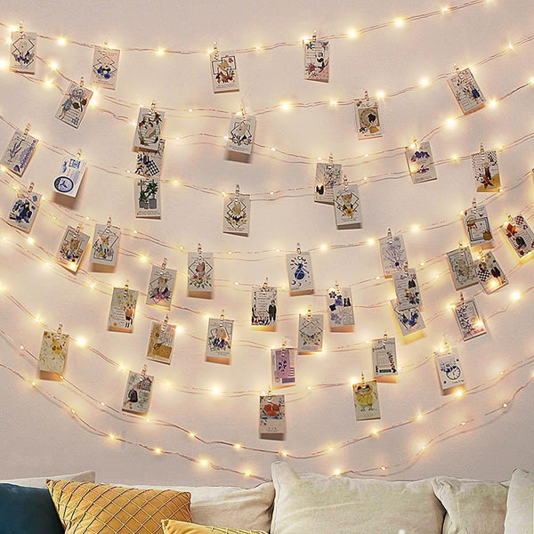 Strung - LED Fairy Light String with Photo Clips – Warmly