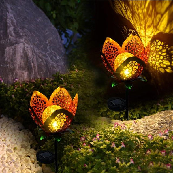 Solar Hollowed Flower Garden Pathway Stake Light