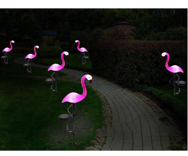 Solar Power Flamingo Garden Lamp
