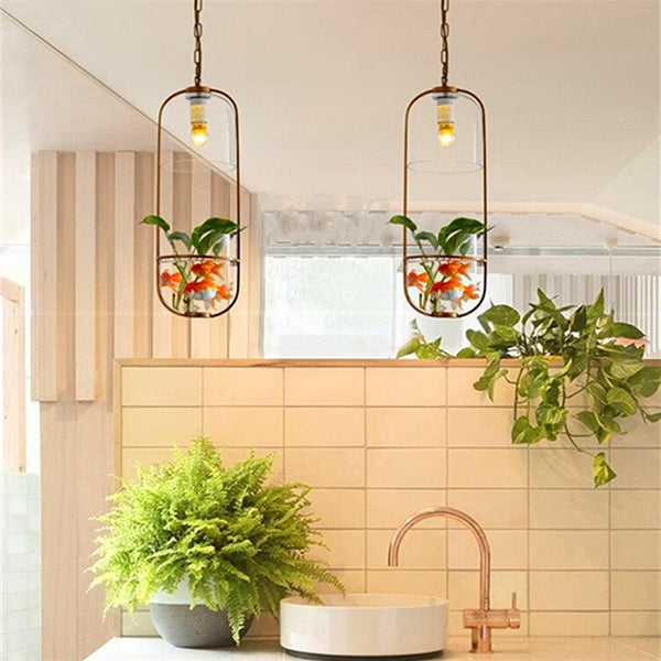 hanging planter with light Lileas