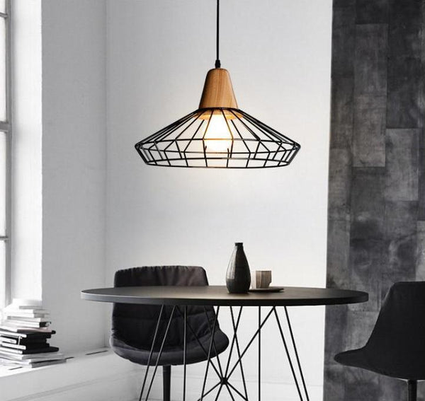 Modern Nordic Wrought Iron Hanging Cage Lamp